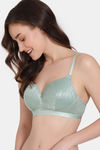 Zivame Coral Glaze Padded Non Wired 3/4Th Coverage Lace Bra - Granite Green — thumbnail 3